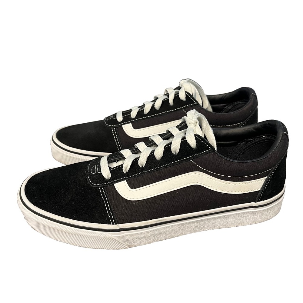 Vans Off The Wall Old Skool Skater Sneakers Women Sz 10 Black White Suede EUC